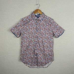 Robert Graham Button Up Mens S Tiger Novelty Print Flip Cuff Short Sleeve